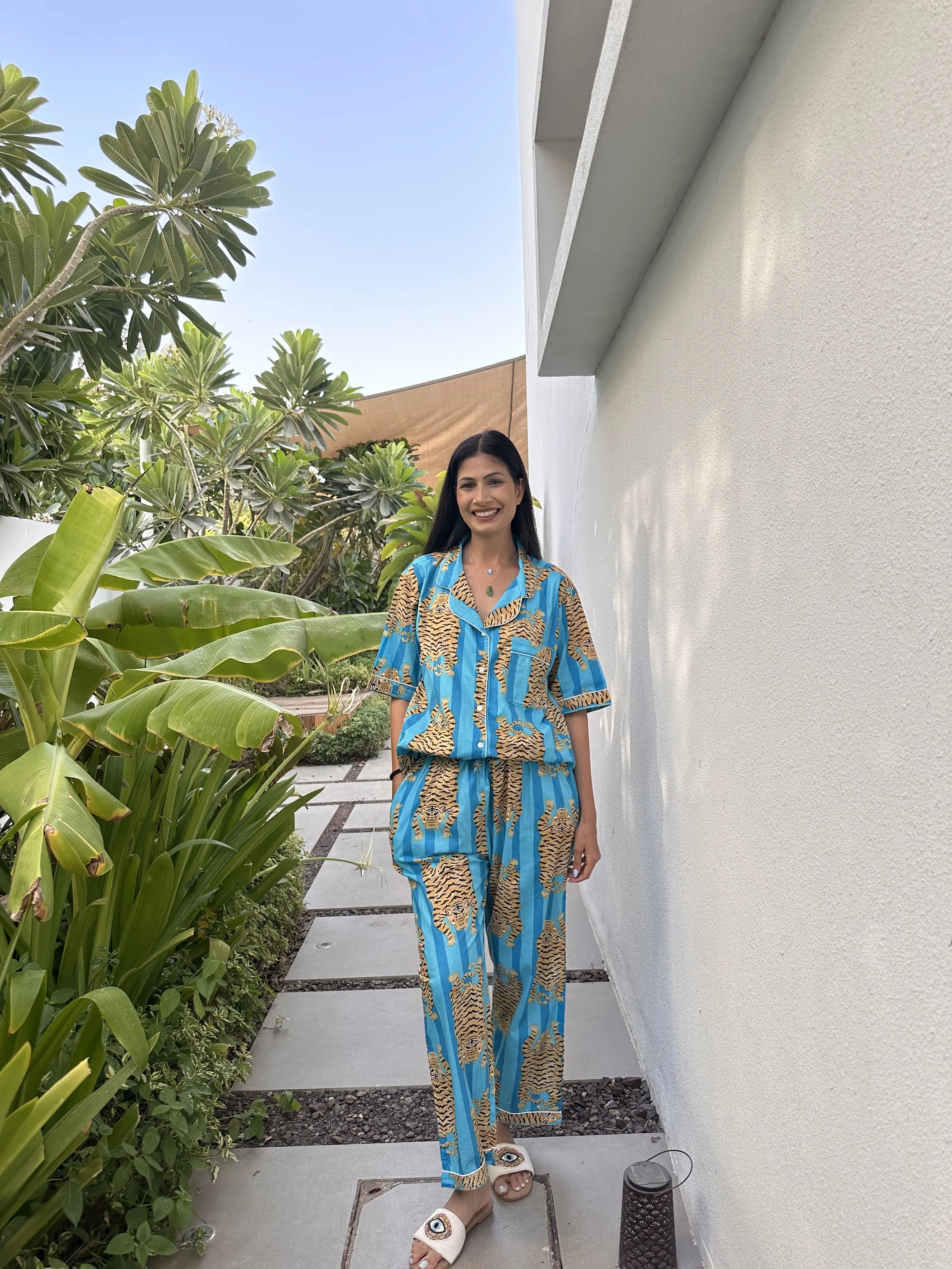 TEAL TIGER 3 PIECE PAJAMA SET