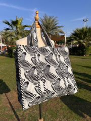 ZEBRA QUILTED TOTE BAG